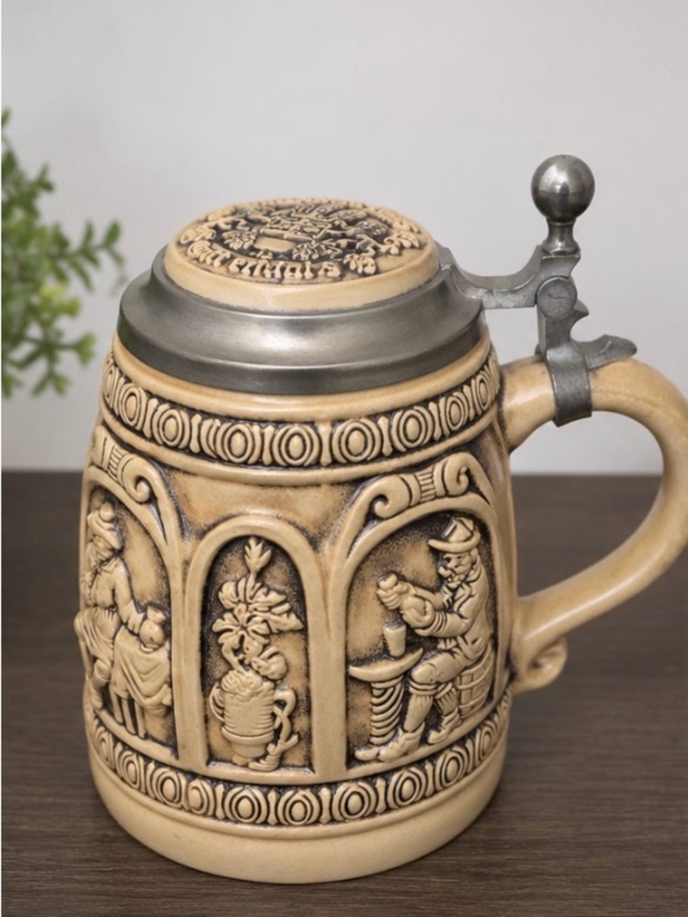 Vintage Gerz West Germany Beer Stein 94% Pewter Lid